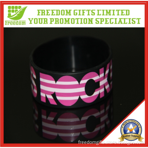 Black 1 Inch Logo Printed Rubber Bangle